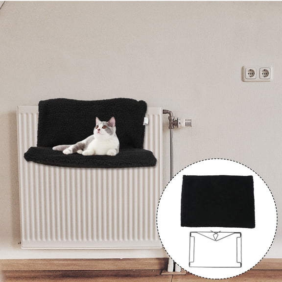 WESIEVYA Black Hanging Radiator Pet Bed with Removable Fleece Cushion and Metal Frame
