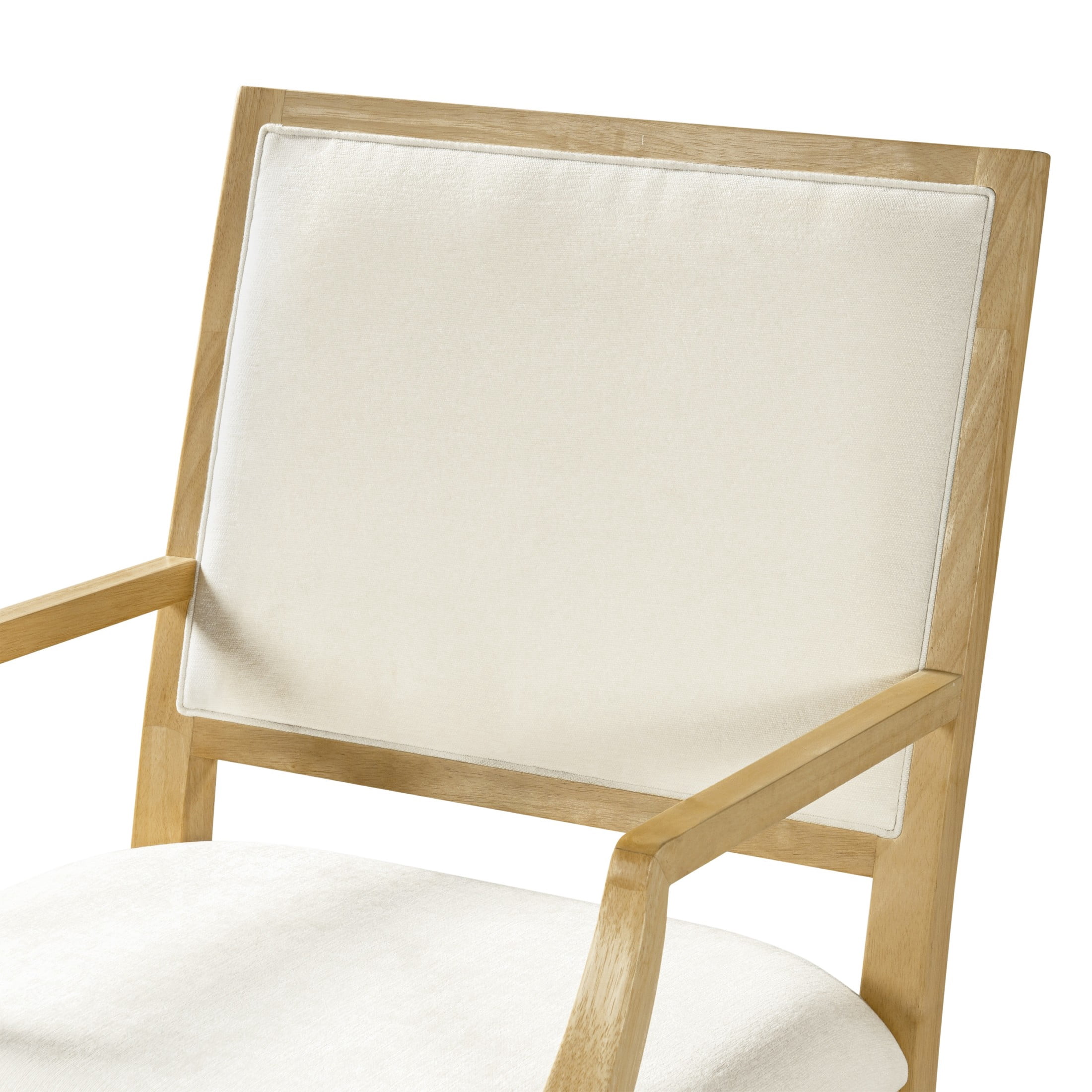 Christopher Knight Home Modern Upholstered Arm Dining Chairs, Rubberwood Frame, Beige+Natural, Set of 2