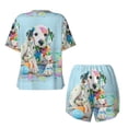 thumbnail image 6 of Wukai A Funny Little Dalmatian Puppy Women's Pajama Set,Short-Sleeve Top and Shorts with Elastic Waistband and Pockets for Loungewear, Yoga, and Casual Wear-3X-Large, 6 of 8