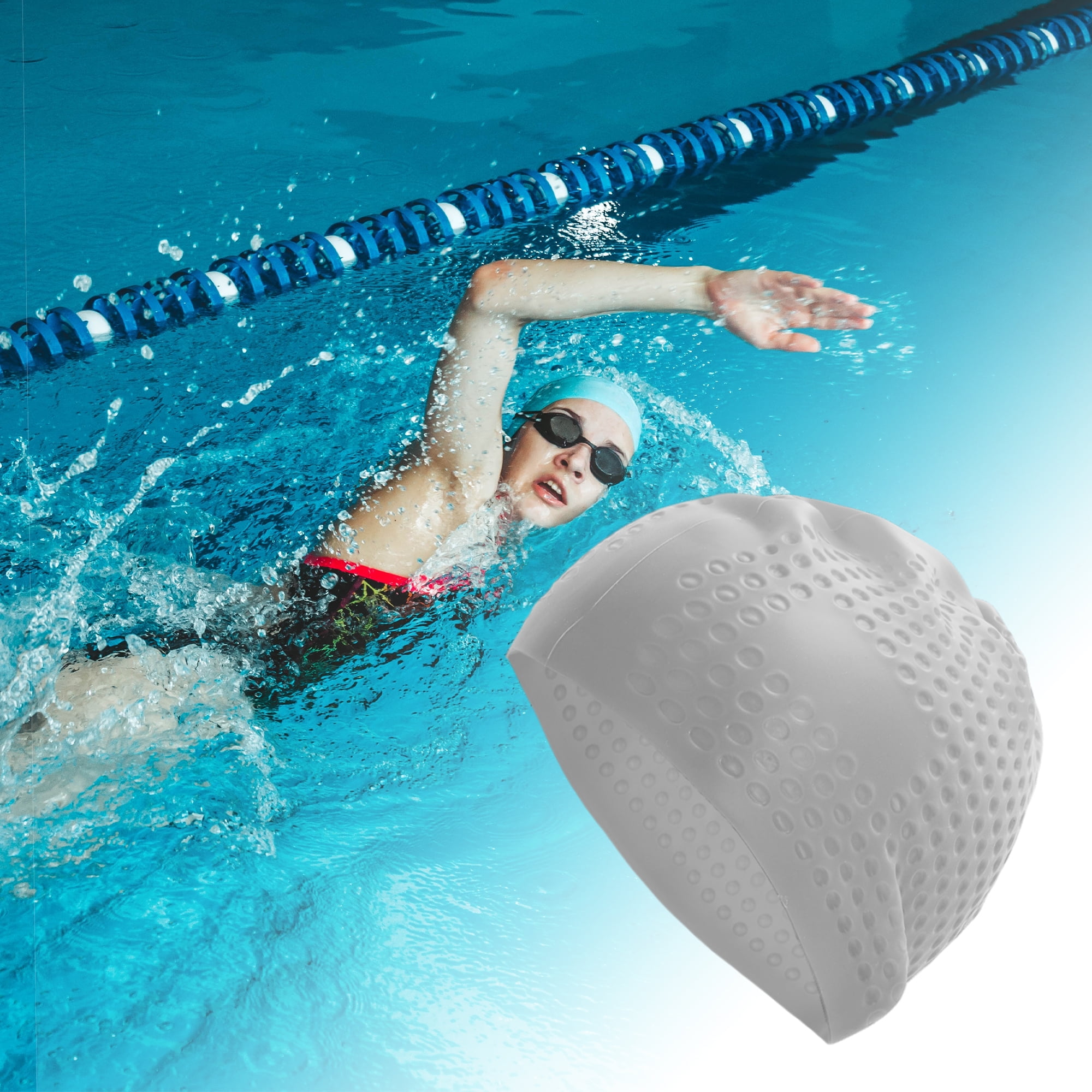 Unique Bargains Waterproof Bubbles Texture Swimming Cap Gray