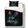 thumbnail image 3 of Bedding Set Children Duvet Cover Set with Cloth Bag 3D Green Black Cat Print Bedding Set,Queen (90"x90"), 3 of 6