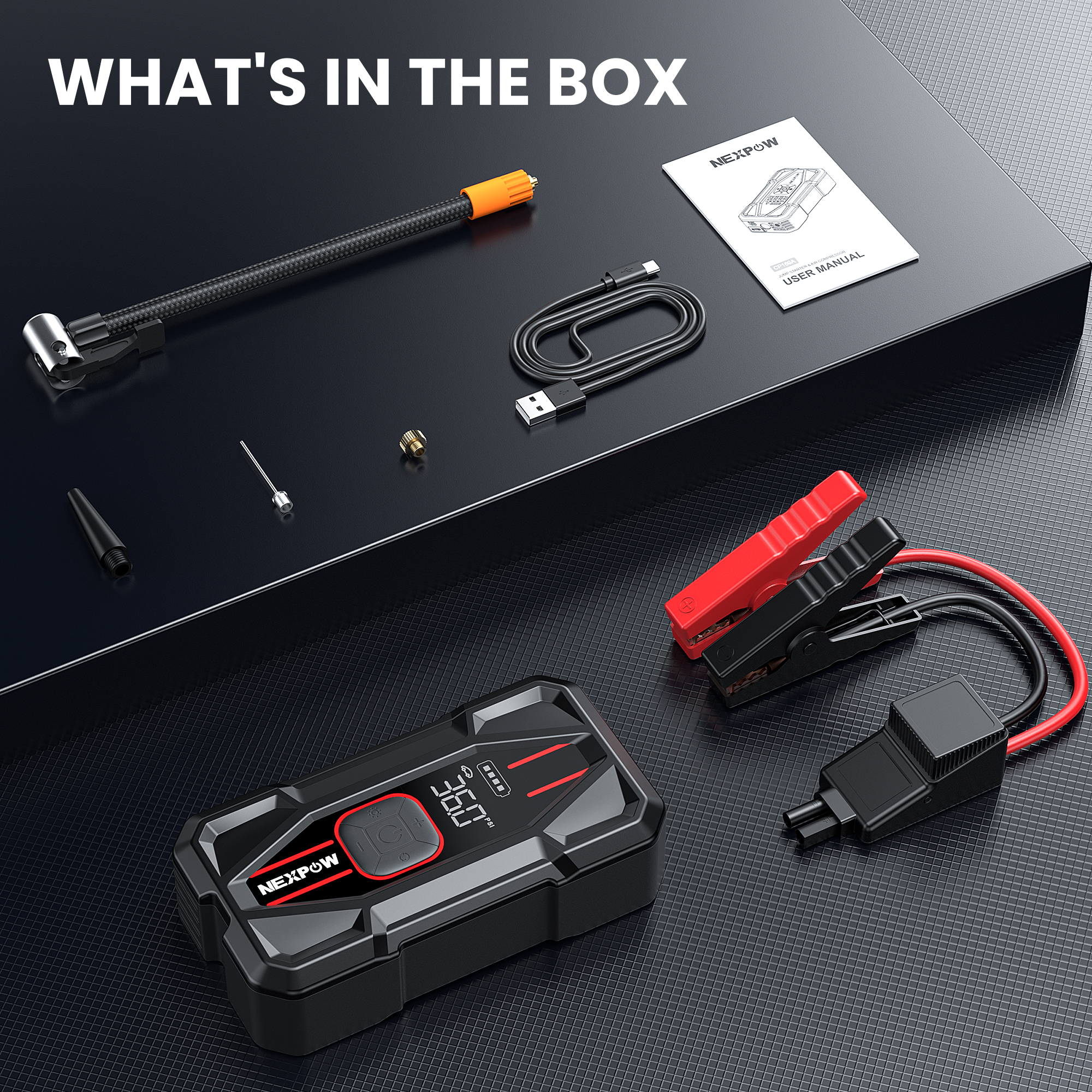 Nexpow 3000A Jump Starter with Digital Air Compressor, 150 PSI photo 7