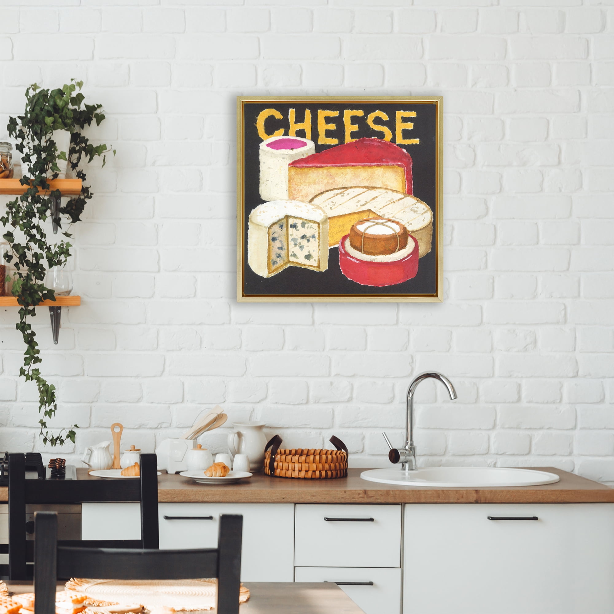 Stupell Industries Assorted Cheese Wheels Gold Framed Floater Canvas Wall Art, design by Nancy Overton