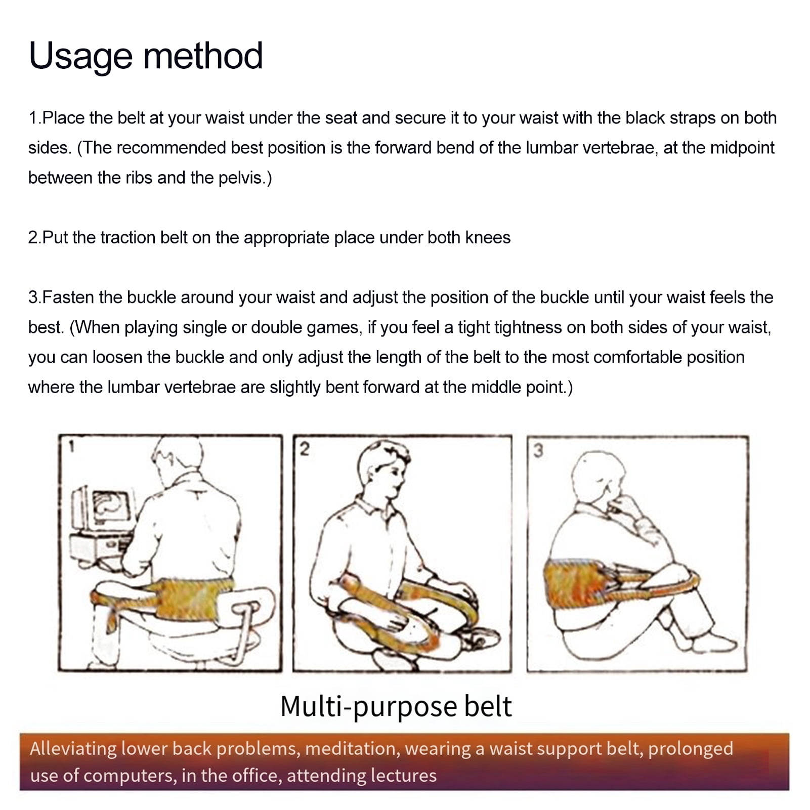 YIFAEUX Sitting Posture Corrector Brace Adjustable Men Women Yoga Meditation Sitting Posture Trainer Belt Back Straightener Scoliosis Hunchback Correction Strap
