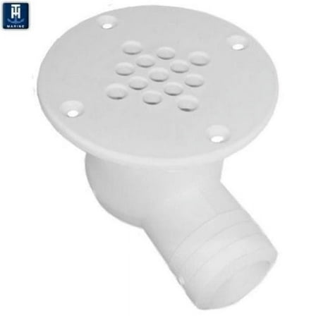 TH Marine  90 deg Cockpit Scupper Drain, White