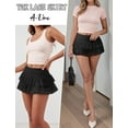 thumbnail image 5 of FEOYA Women's Y2K Lace Mini Skirt Ladies Layered Mini Skirt High Waist Ruffle Boho Skirt Micro Mesh Tiered Skort A Line Streetwear Skirts M, 5 of 7