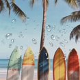 thumbnail image 5 of Pratyus Surfboards Palm Trees Beachy Quick-Drying Shower Curtain Set with Hooks for Bathroom Decoration 100% Polyester Washable Shower Curtain 69x72, 5 of 7