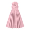 thumbnail image 4 of Gamivast Dresses for Women Sleeveless Button Front Shirt Dress Collared A-Line Maxi Dress with Pockets Casual Resort Vacation Beach Sundress Pink XXL, 4 of 6