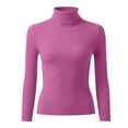thumbnail image 4 of TrdSipl Women Turtleneck Shirts Casual Long Sleeve Pullover Sweater Warm Mock Neck Knitted T-Shirt 2025 Winter Slim Fit Basic Top Hot Pink XL, 4 of 6