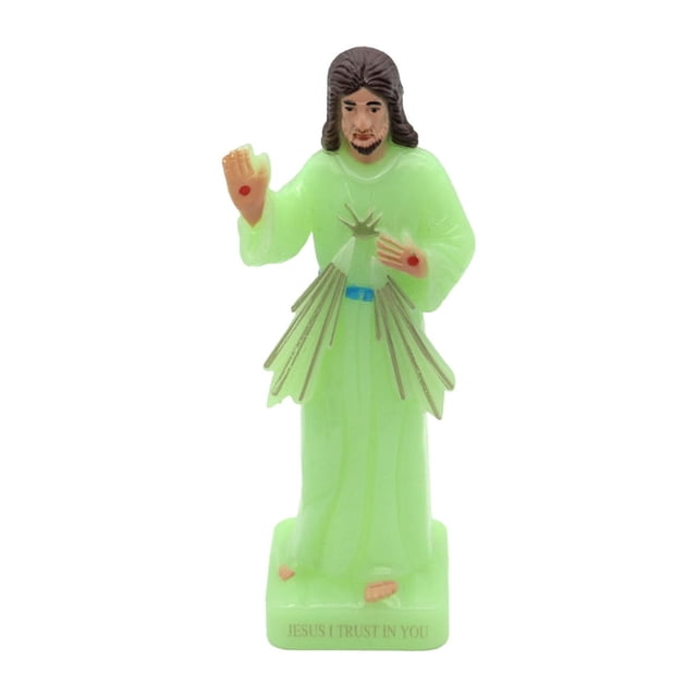 Ornamental Jesus Figurine Handmade Plastic Smooth Edges Luminous Jesus Statue for Desktop
