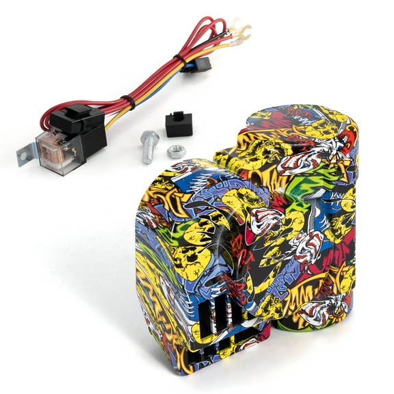 FARBIN Train Horns for Motorcycle Truck Air Horn Motorcycle Horn 12V Train Sound Car Horn Kit 150dB Super Loud Horn for Motorbike Truck Boat Pickup (Shark Pattern)