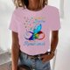 thumbnail image 2 of Camisetas de Manga Corta para las Mujeres Impresas Cuello Redondo Camiseta, Blusa Suelta de Poliéster Casual para el Trabajo, Diario Y Primavera Invierno, 2 of 4