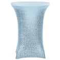 thumbnail image 1 of 1 Pc, Glitz Sequin Spandex Cocktail Table Cover 30"-32" Round - Baby Blue For Wedding Ceremonies & Receptions, Bridal Showers, Baby Showers, Quinceaneras, Anniversary Parties, Or Special Event, 1 of 1