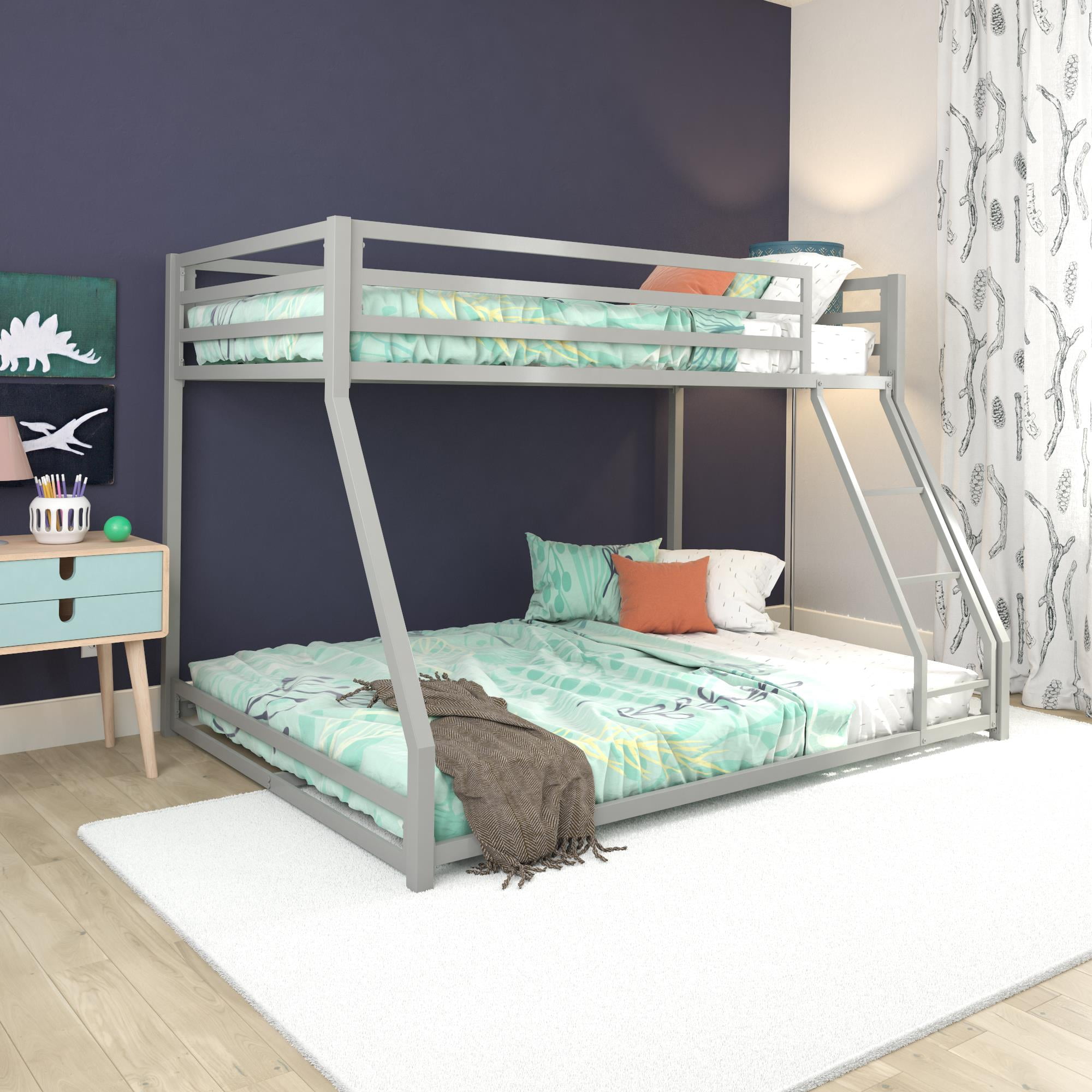 DHP Miles Metal Twin/Full Bunk Bed, Silver