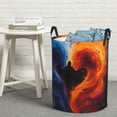 thumbnail image 5 of Picia Red And Blue Abstract Large Laundry Basket, Waterproof, Freestanding Laundry Hamper, Collapsible Tall Clothes Hamper with Extended Handles-Small, 5 of 8