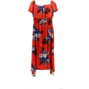 Du Jour Off-the-Shoulder Floral Printed Knit Dress Olive M NEW A310542
