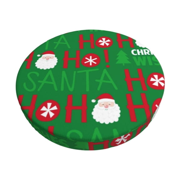 Vsdgher Cute Santa Print Stool Covers Round,Stretch Round Stool Covers Washable Stool Cushion Slipcover Elastic Chair Covers for 12-14 Inch Chair