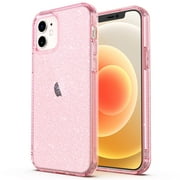 ULAK iPhone 12 Case, iPhone 12 Pro Case, Anti-Scratch Shockproof Bumper Slim Phone Case for Apple iPhone 12 / 12 Pro, Pink Glitter
