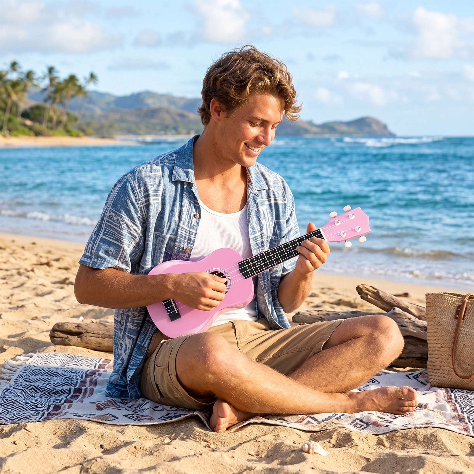 21 Inch Ukulele Beginner Kit with Bag Capo Strap Picks Tuner