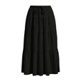 thumbnail image 4 of asdoklhq A Line Skirts for Women Plaid Skirts Women Fashion Summer Casual Comfy Solid A-Line Long Skirts Elastic Waist Pocket Black 2X, 4 of 5
