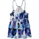 thumbnail image 1 of Aeropostale - Camiseta sin mangas con volantes y diseño floral para mujer, azul, mediano, 1 of 1