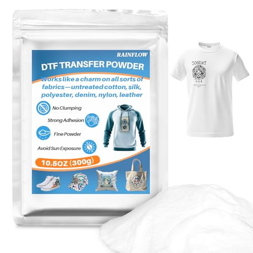 DTF Powder - Hot Melt Adhesive for All DTG and DTF Printers (Powder Only) - White DTF Transfers Powder for Sublimation on Light or Dark Fabric, No Printer or Ink Included, 300g (10.5 oz)