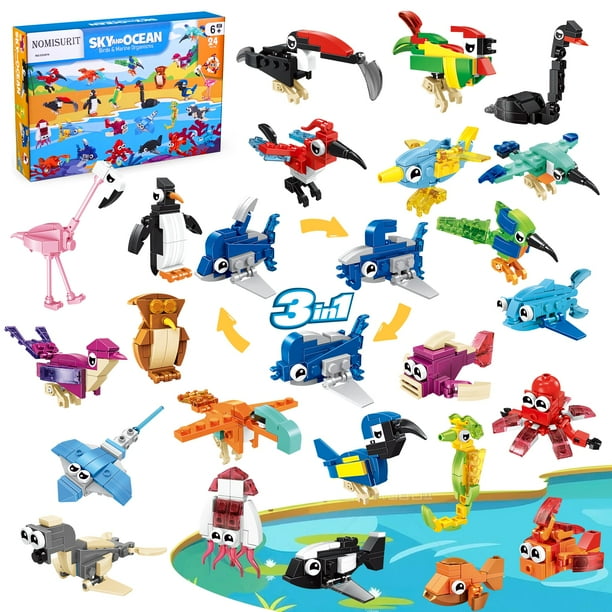 Set de bloques de construcción NOMISURIT Ocean Animals para niños de 6 a 12 años, 24 peniques