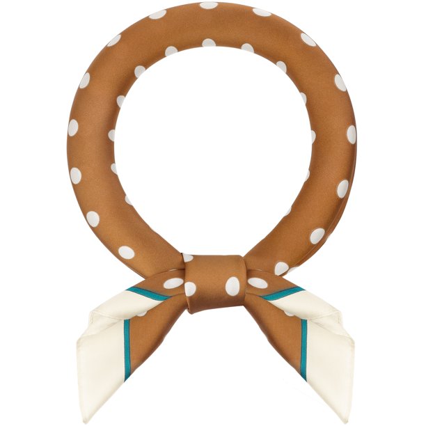 INSPIRAR CHIC Mujeres Pañuelo Vintage de Lunares de los Años 50, Pañuelo Cuadrado de Satén Sedoso Retro 50s, Bandanas para la Cabeza 70x70cm Marrón
