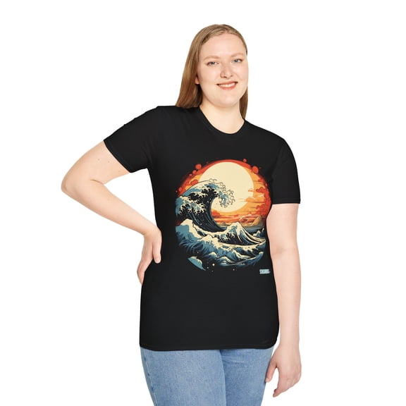 Unisex Softstyle T-Shirt Sunset Wave Japanese Art Style Waves 42