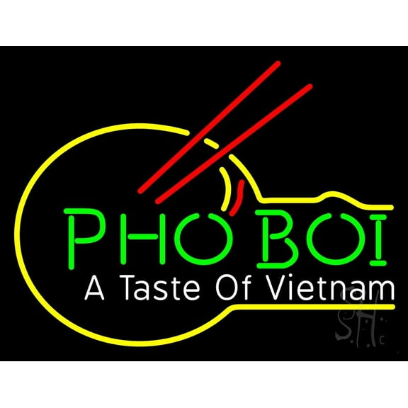 Pho Boi Taste Of Vietnam LED Neon Sign 15 x 19 - inches, Clear Edge Cut Acrylic Backing, with Dimmer - Bright and Premium built indoor LED Neon Sign for restaurant window and interior decor.
