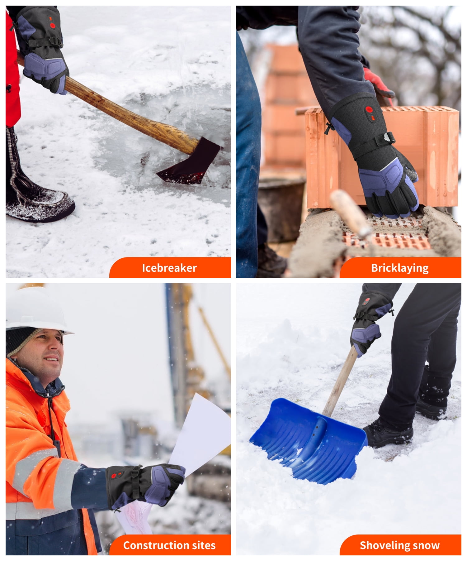 SAVIOR HEAT Rechargeable Heated Work Gloves - Waterproof, Impact - Resistant, for Winter Outdoor Work, Skiing & Motorcycle Riding