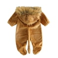 thumbnail image 2 of Cjfdfy Newborn Baby Boy Girl Halloween Costumes Lion Costume Footed Jumpsuit Long Sleeve Hooded Romper With Faux Mane And Tail Cute Halloween Party Cosplay Fall Winter Outfit, 2 of 9