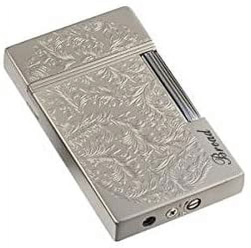 Piioket Broad BD313 Carved Arabesques Flint Wheel Butane Gas Cigarette Cigar Lighter - Silver