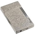 thumbnail image 2 of Piioket Broad BD313 Carved Arabesques Flint Wheel Butane Gas Cigarette Cigar Lighter - Silver, 2 of 3