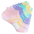 thumbnail image 4 of Helii Unisex Sport Socks 5 Pack – Breathable Mesh Low Cut Ankle Socks for Men Women, Lightweight Moisture Wicking Polyester Athletic Socks, Color Block Stripe Colorful,One Size, 4 of 4