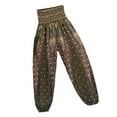 thumbnail image 2 of lionlar Polyester Harem Pants Taille Smockée Coloré Été Décontracté Mode Femmes Vert Foncé, 2 of 4