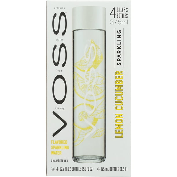 VOSS Lemon Cucumber Sparkling Water Glass 4 Pack, 51 fo