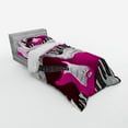 thumbnail image 2 of Ambesonne City Bedding Set 3 Pcs, Urban Bass Guitar Rock, Twin XL, Hot Pink Pale Grey Black, 2 of 2