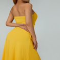 thumbnail image 3 of Femmes Robe Bustier Off-Épaule Sans Manches Froncé Taille Haute Robe de Fente avec Robe de Bal de l'Ourlet Recadrée Gris, 3 of 7