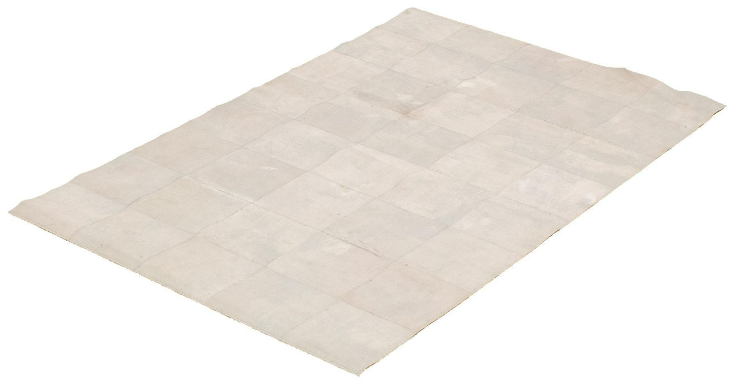 ECARPETGALLERY 3'9" x 5'9" Contemporary Cowhide Patchwork Handmade Area Rug for Living Room, Dining Room and Bedroom in Grey