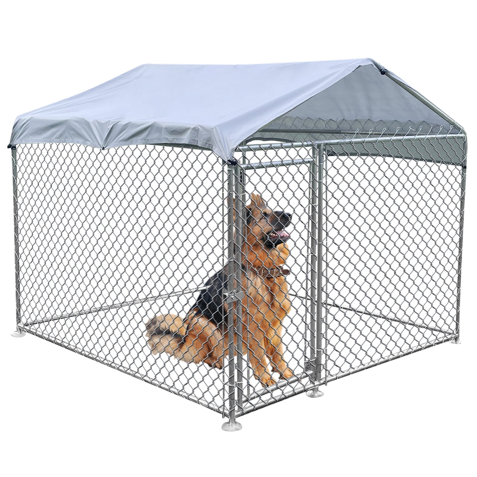 Caulitar 6.6 x 6.6 ft Large Outdoor Dog Run Kennel, Heavy Duty Dog Pets Cage Galvanized Steel Dog Fence Dog Enclosure Playpen with Waterproof Cover
