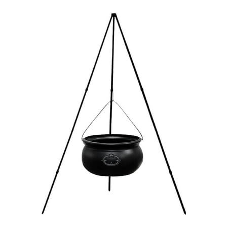 

Outdoor Large Cauldron On Tripod Outdoor Decorations With Green Light Black Bowl Candy Bucket For Party Indoor Porch Outdoor Yard
