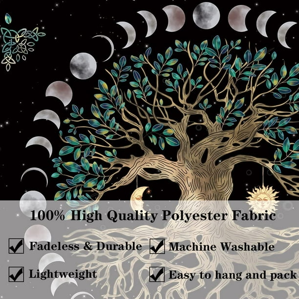 Life Tree Tapestry Wall Hanging Bohemian Hippie Wishing Tree Tapestries Psychedelic Wall Carpet Mystic Aesthetic Wall Tapestry for Living Room Bedroom Tree of Life Moon Phase S 37.4 x28.7 Walmart