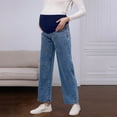 thumbnail image 2 of Maternity Jeans for Women Stretch Denim Pants Comfortable Belly Support Wide Leg Trousers Casual Outfit BU2 M, 2 of 6