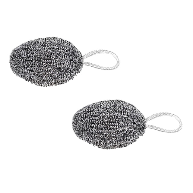 Oleegame 2PC Steel Wire Household Hanging Rope Steel Wire Kitchen Cleaning Stainless Steel Pot Brush Not Falling Off Wire Dishwashing Brush Tool Silver