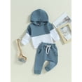 thumbnail image 4 of Toddler Baby Boy Fall Clothes 6M 12M 18M 24M 3Y Hoodie Outfit Colorblock Pullover Sweatshirt Pants Set 2 Piece Sweatsuit, 4 of 10