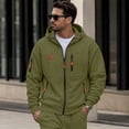 thumbnail image 2 of Men's Full Zip Hoodie Long Sleeve Casual Sweatshirt with Chest Pocket Drawstring Soft Fall Zip Up Hoodie, 2 of 6