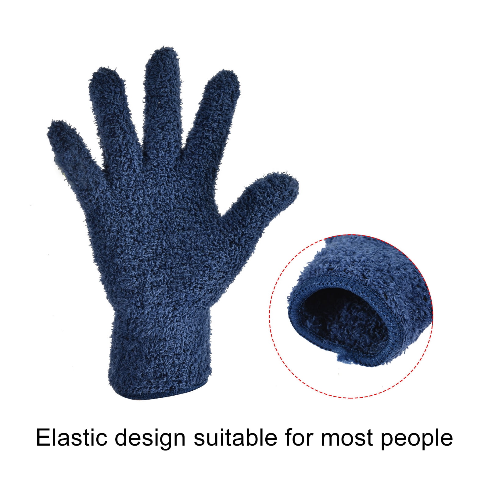 Unique Bargains Dusting Cleaning Gloves Microfiber Mittens Dark, Blue Gray