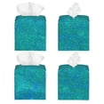 thumbnail image 2 of Uemuo Blue Green Glitter Tissue Box Cover Holder, Square with Bottom Belt - PVC Leather Decorative Organizer for Tabletop, Bathroom, Car, Office, 2 of 8