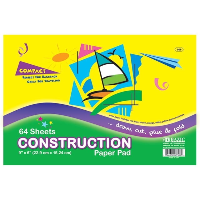 Bloc de papel para construcción Bazic, 64 unidades, 6 x 9, minifundas, 48 unidades